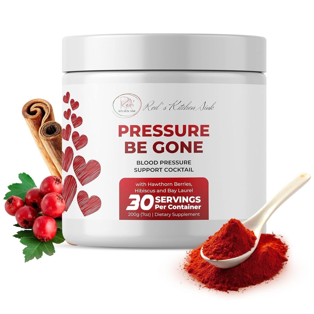 Røde køkken Sink Pressure Be Borte - Daglig Superfood pulver med Hibiscus, Hawthorn Berry, Bay Laurel, Ginger & Mere - 200g, 30-dages levering