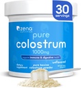 Zena Nutrition Bovine Colostrum Powder Supplement, 1000mg Pure Colostrum, understøtter immunforsvar og fordøjelsessygdomme, fremmer Gut Health, Keto, Gluten Free, Fat Free, Grass Fed, Unflavored, 30 Servere