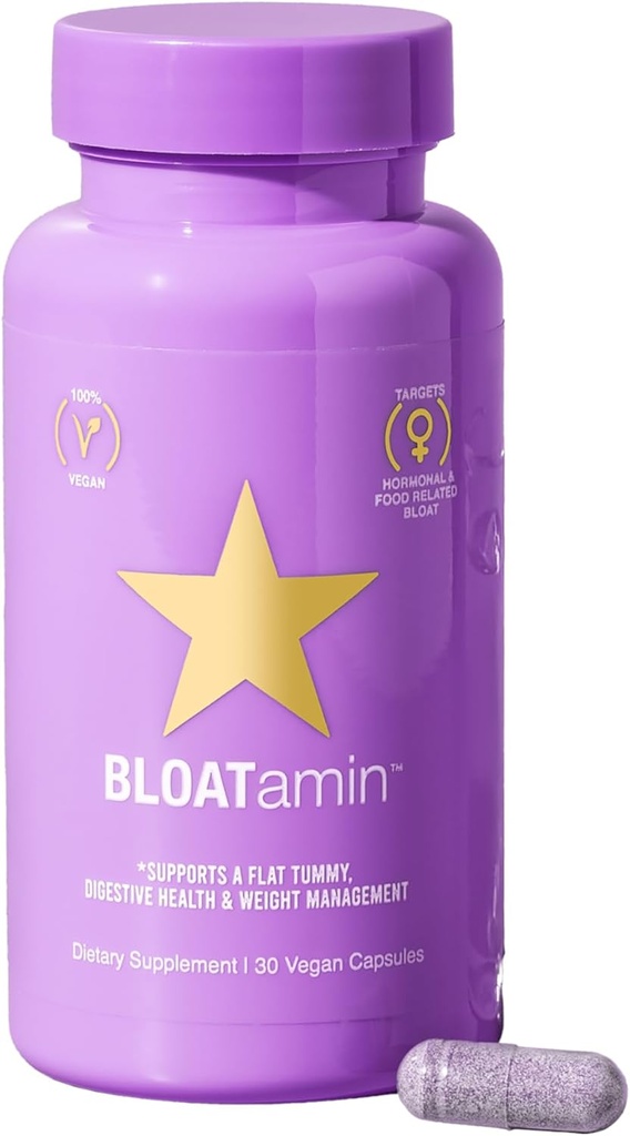 HAIRtamin BLOATamin - Vegan Synergistic Blend Name 124; Bloating Relief Supplement Kapsel124; Mænd & Kvinder Note 124; fordøjelsesenzymer til Bloating Relief, Gas Mavesmerter, vand retention, og ubehag (1- Pack)