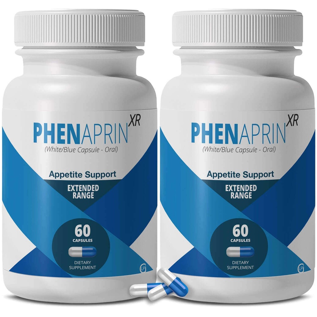 PhenAprin XR Maksimal styrke Appetite Suppressant Diet Pills - 2 - Pack, Metabolisme Boosting, vægttab for kvinder og mænd, 120 blå / hvide kapsler