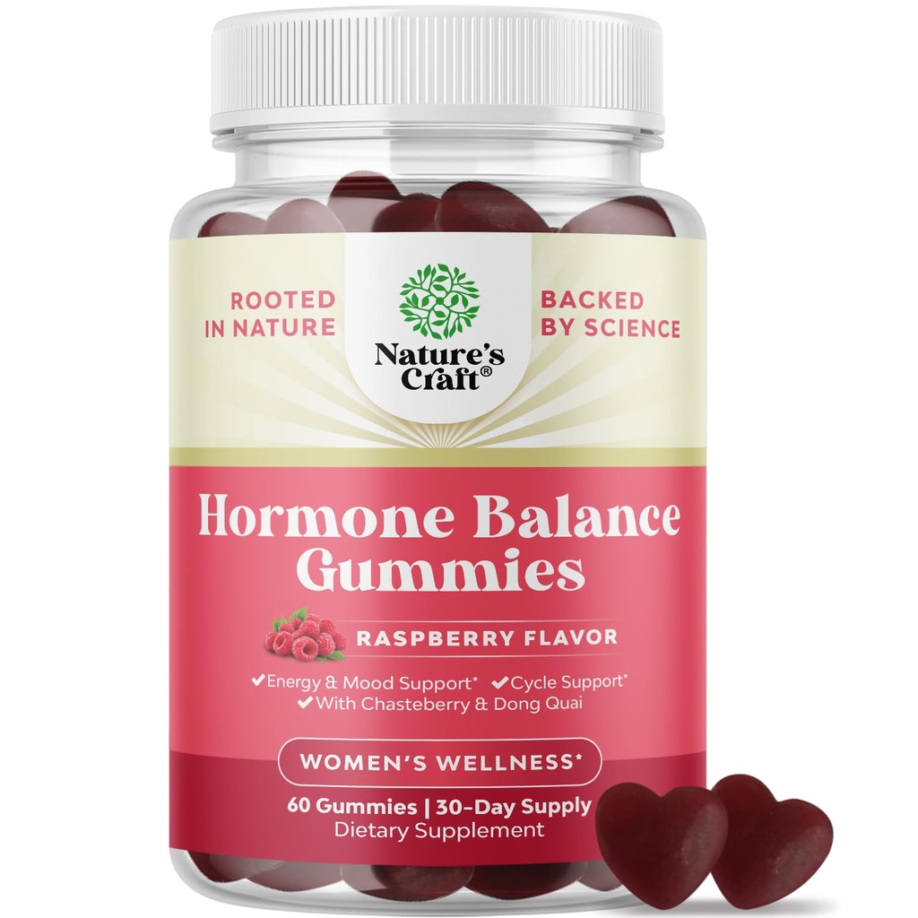 Hormonbalance for kvinder Gummies of All Age - PMS Support for Kvinder til at regulere menstruation cyklus & Hormonal balance Menopause & Mood Swings med vitamin B6 & Dong Quai - 60 Chews