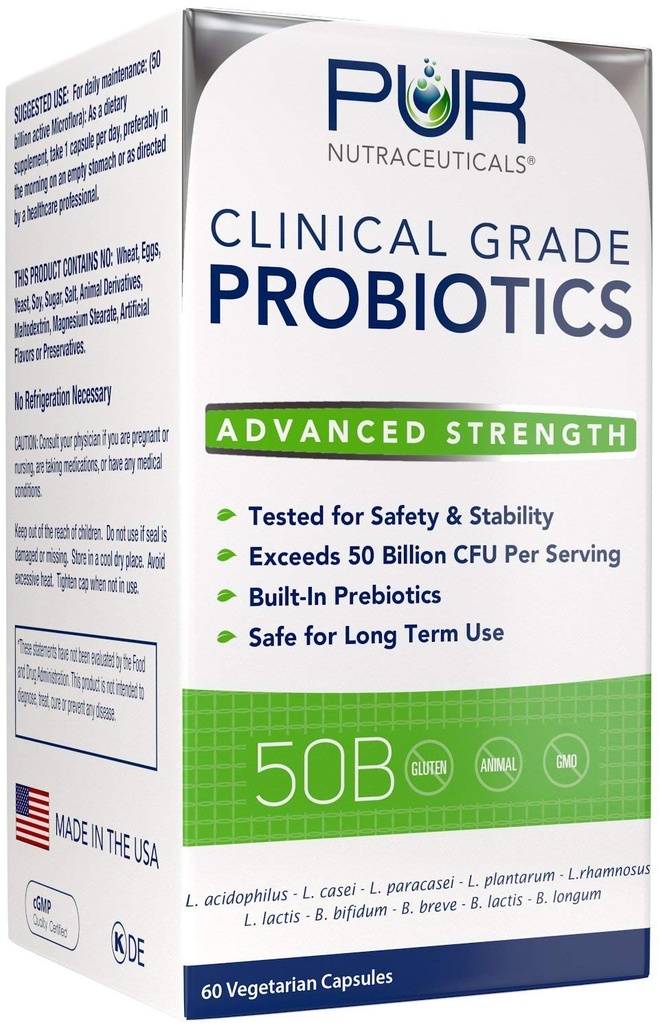 Klinisk Grade Probiotika * 50 Millioner CFU 'er / Servering * 10 Stammer * Bygge- i Prebiotic * 60 Daglige kapsler - 2 Måned Supply * Alle naturlige 100% Made in USA