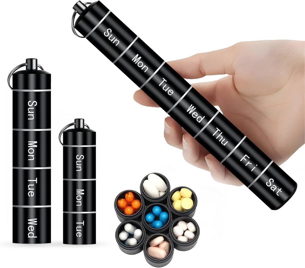 Zam- Zam Daily Pill Organiser Medication Management; Transportable 7 Day Pill Organizer Medication 124; Stor kapacitet Travel Pill Container; Praktisk Ugentlig Pill Box for Medication Management