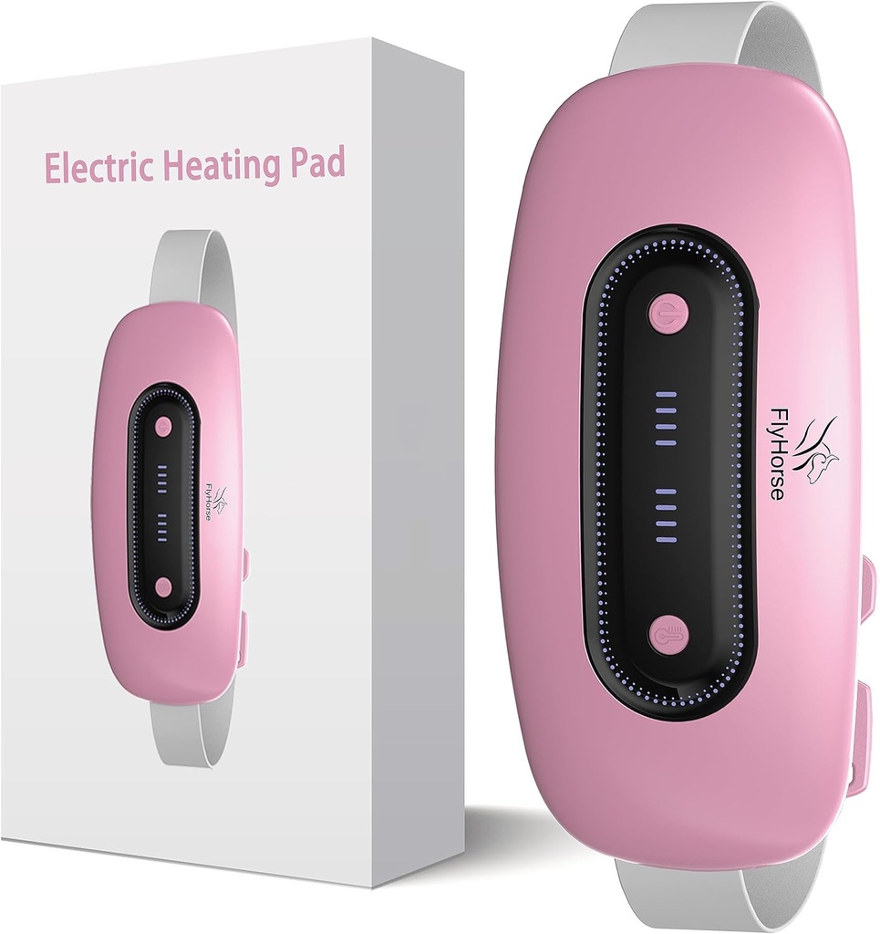 Elektrisk opvarmning Pad, Portable Cordless Menstruel opvarmning Pad med 4 varmeledninger og 4 Massage Modes, Hurtig Stor opvarmning Belly Wrap bælte til kramper, Ryg smertestillende gaver til kvinder piger Her (Pink)