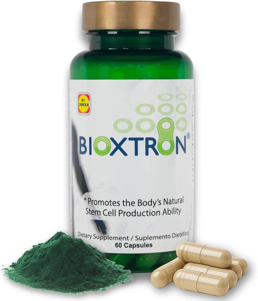 Bioxtron Natural Stem Cell Supplement Kapsler - Blå Grøn Alger og Spirulina - Understøtter energi, Fælles, Muskel, Immun Sundhed - Stem Cell Regenerator - 60 Kapsler (30 Servere)