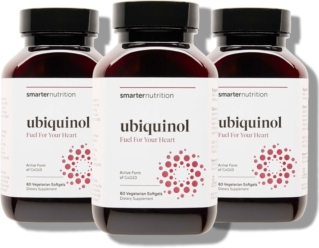SMARTERNUTRITION Ubiquinol 100mg + Natural Plant- Based Complete Omega 3 6 9 - Klinisk undersøgt Ahiflower ® Oil - Ultra Absorption CoQ10 for Heart Support - Non- GMO - 180 Softgels [90- Day Supply]