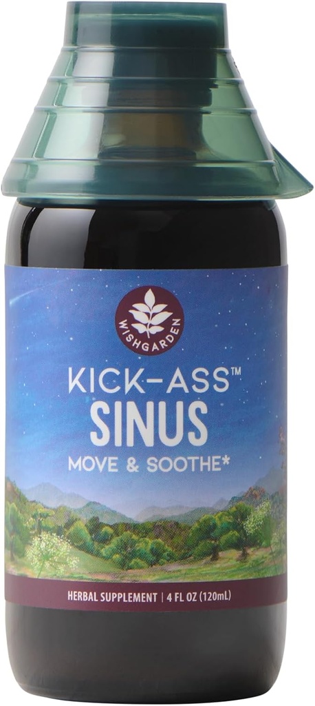 WishGarden urter Kick- Ass Sinus - Herbal Sinus Relief, Sinus Congestion Relief og Sinus Pressure Relief for voksne, Natural Sinus Relief og Sinus Decongestant, All Season Sinus Support, 4oz