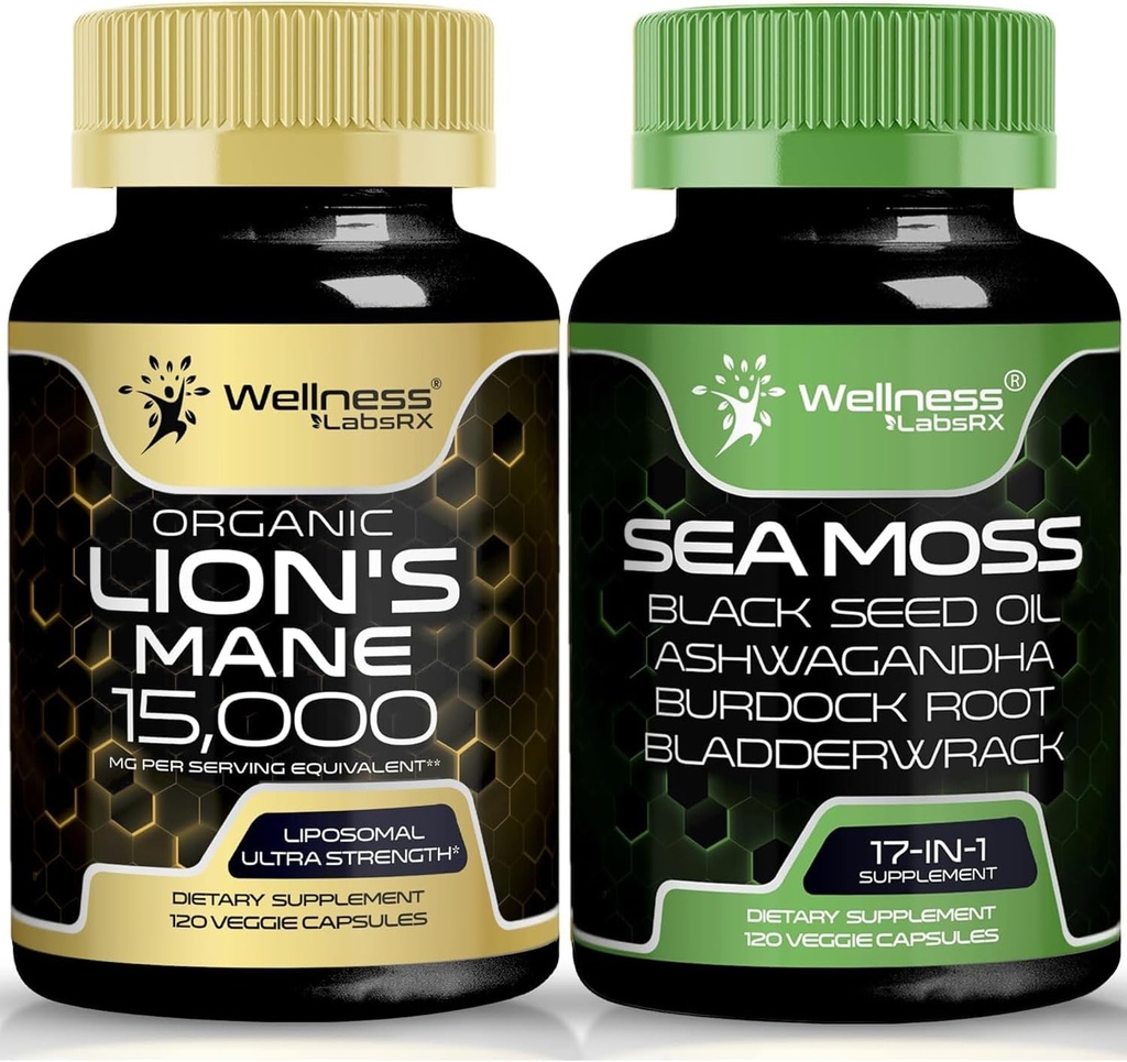WELLENess LABSRX Irske søkapsler - Lions Mane Supplement Kapsler 15,000mg