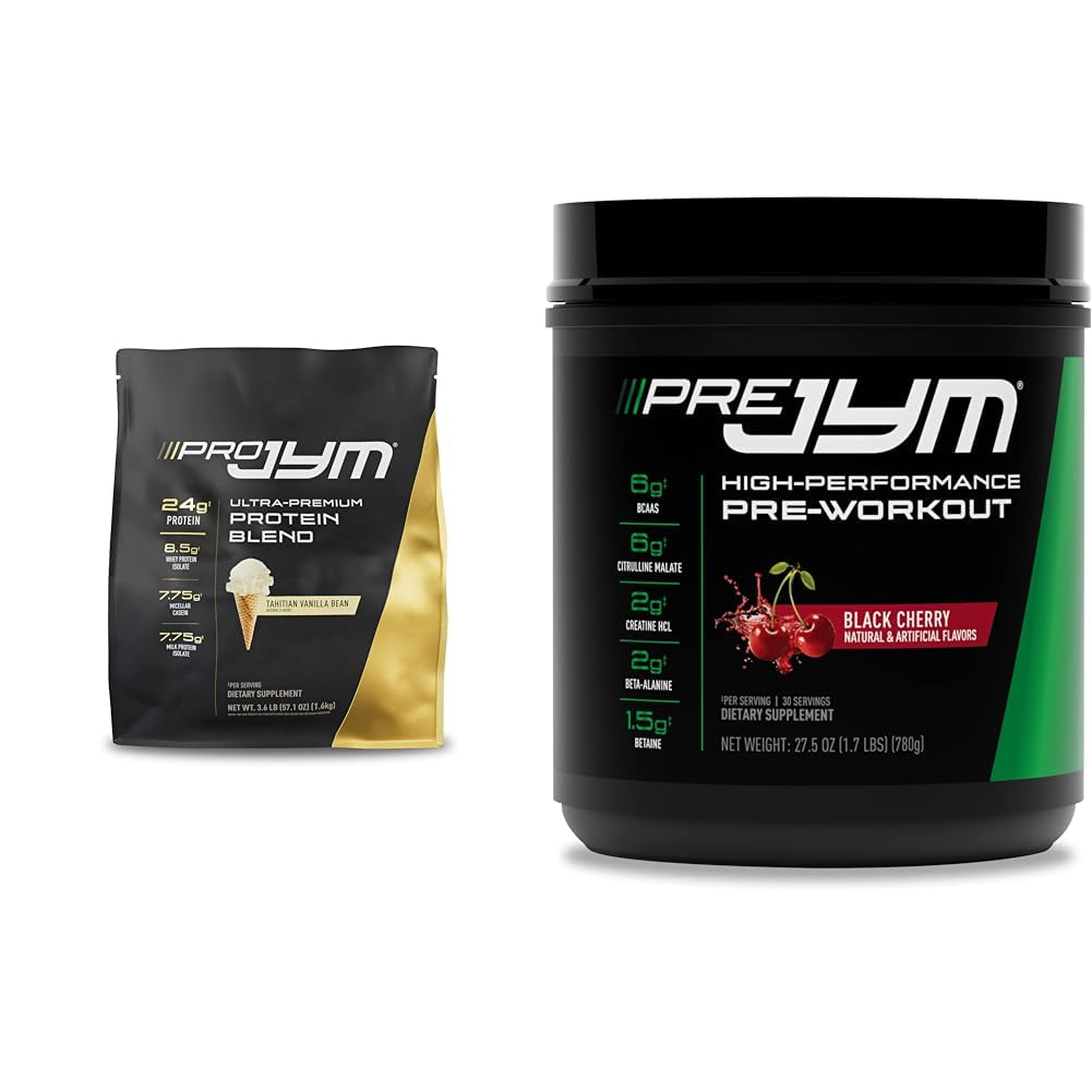 PRO JYM 45 Servings - Tahitian Vanilla Bean & PRE JYM 30 Servings - Black Cherry