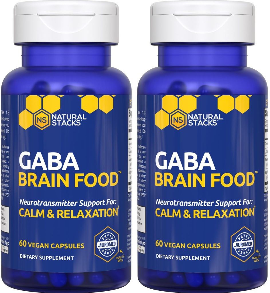 GABA Brain Food - GABA supplement med L- Citrullin & Grape Seed Extract - Understøtter rolig & afslapning - Nattetid søvn støtte - Understøtter produktionen af Gamma aminosmørsyre - 120 L- Citrullin kapsler