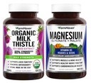 FarmHaven Milk Thistle Capsules & Magnesium Glycinate & Malate Complex w / vitamin D3