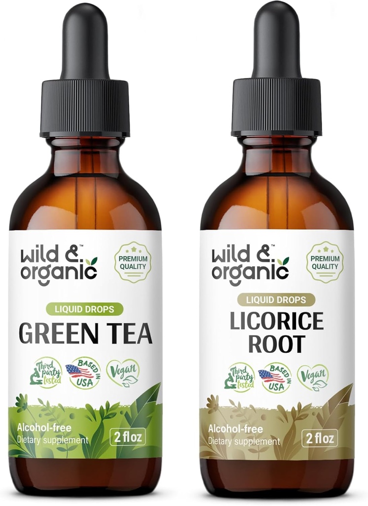Wild & Organic Green Tea Tincture 2 fl oz & Licorice Tincture 2 fl oz