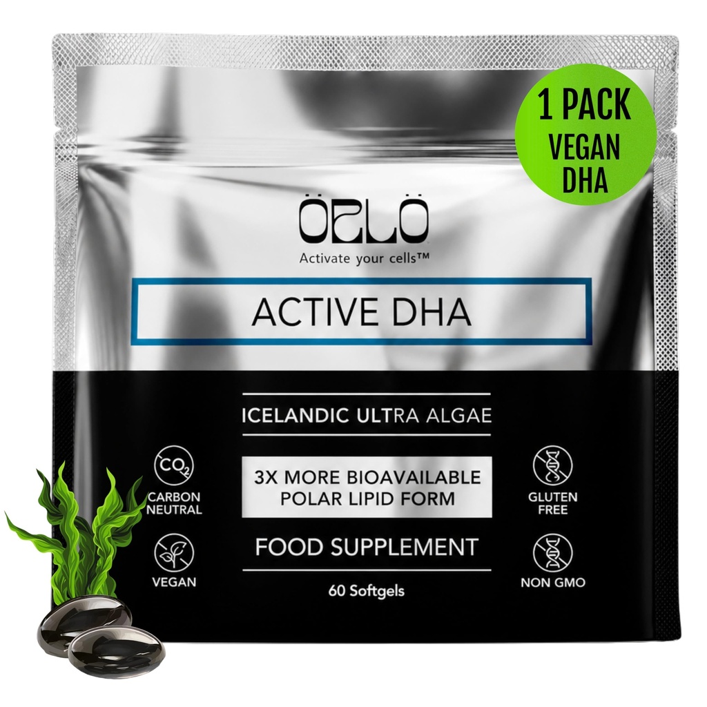 Orlo DHA - Vegan DHA Supplement (EPA & DHA) - Omega 3 Fish Oil & Krill Alternativ - Plantbaseret Omega-3 Algae Oil - Brain & Heart Support (60 Mini Burpless Softgels)