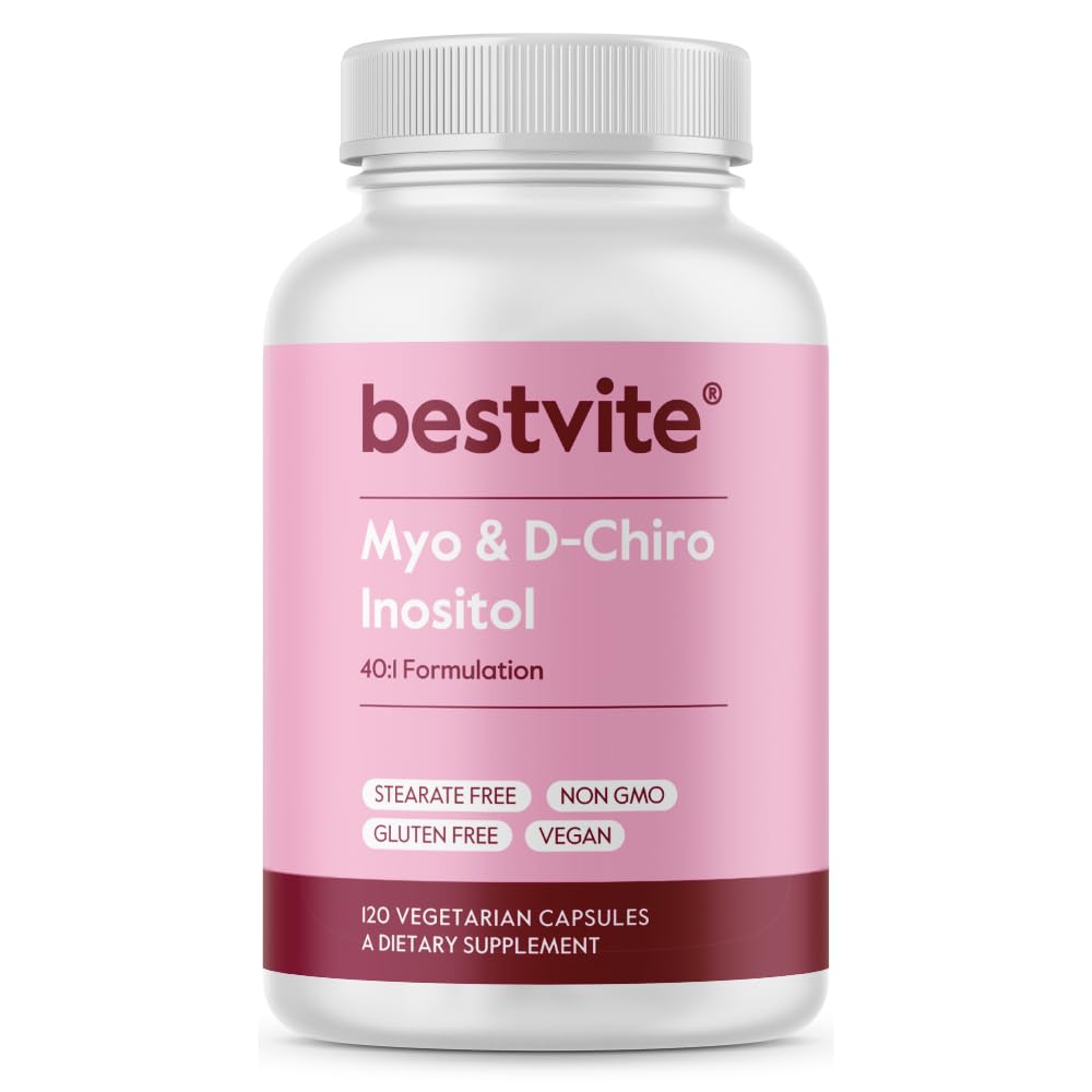BESTVITE Myo & D- Chiro Inositol (120 vegetariske kapsler) - 40: 1 Ratio - Ingen stearater - Vegan - Ikke GMO - Gluten Free