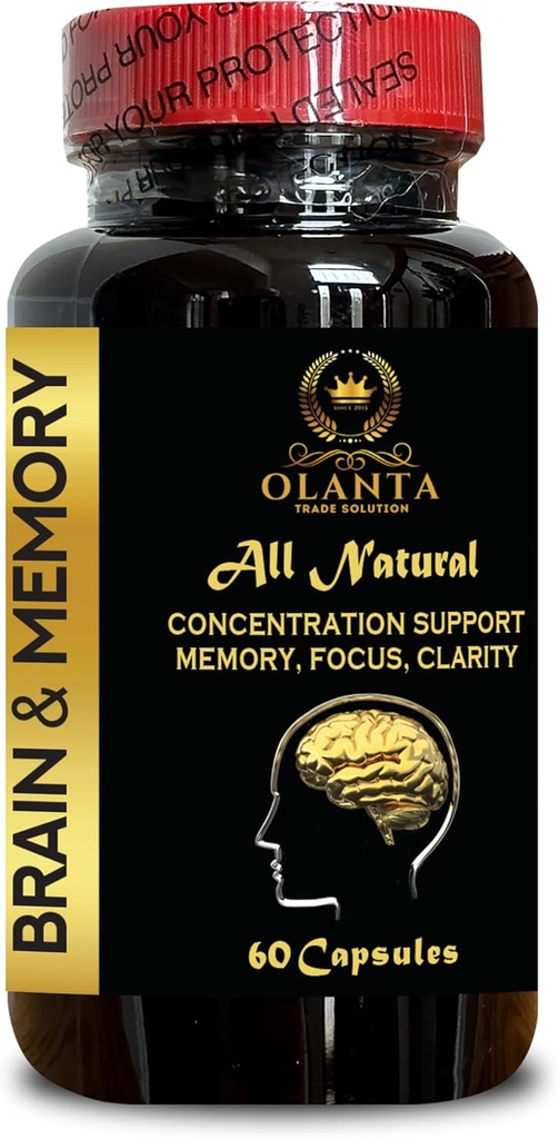 Brain Memory Supplements - Hukommelse og Klarhed Boost Koncentration, Hukommelse supplement til hjerne seniorer, Focus Supplement, Neuro Enhancement - 1 flaske 60 kapsler