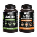 PURE ORIGINALSKE INGREDIENSER Diosmin og MSM Bundle, 365 Kapsler Hver, Ingen Magnesium eller ris Fyldere, Altid Ren