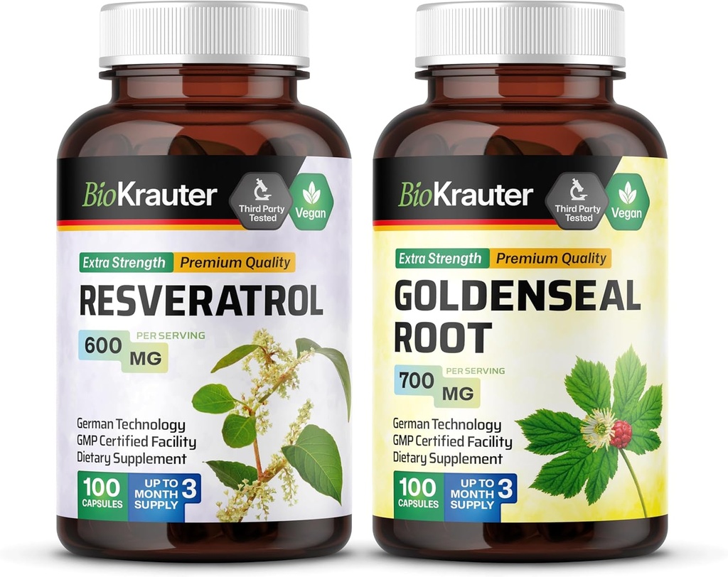 BIO KRAUTER Resveratrol 100 Kapsler & Goldenseal 100 Kapsler