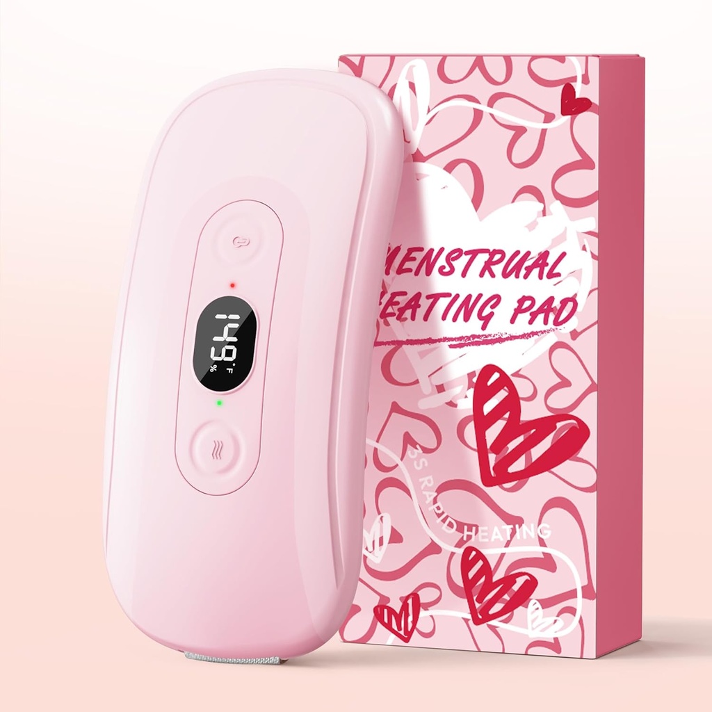 Bærbar varmelegeme Pad Periode Krampe: 2 timer 6 varmelegemer 6 vibrationsmodstande Cordless elektrisk varmelegemer til ryg Smerte Relief Menstruel varmelegemer (Light Pink)
