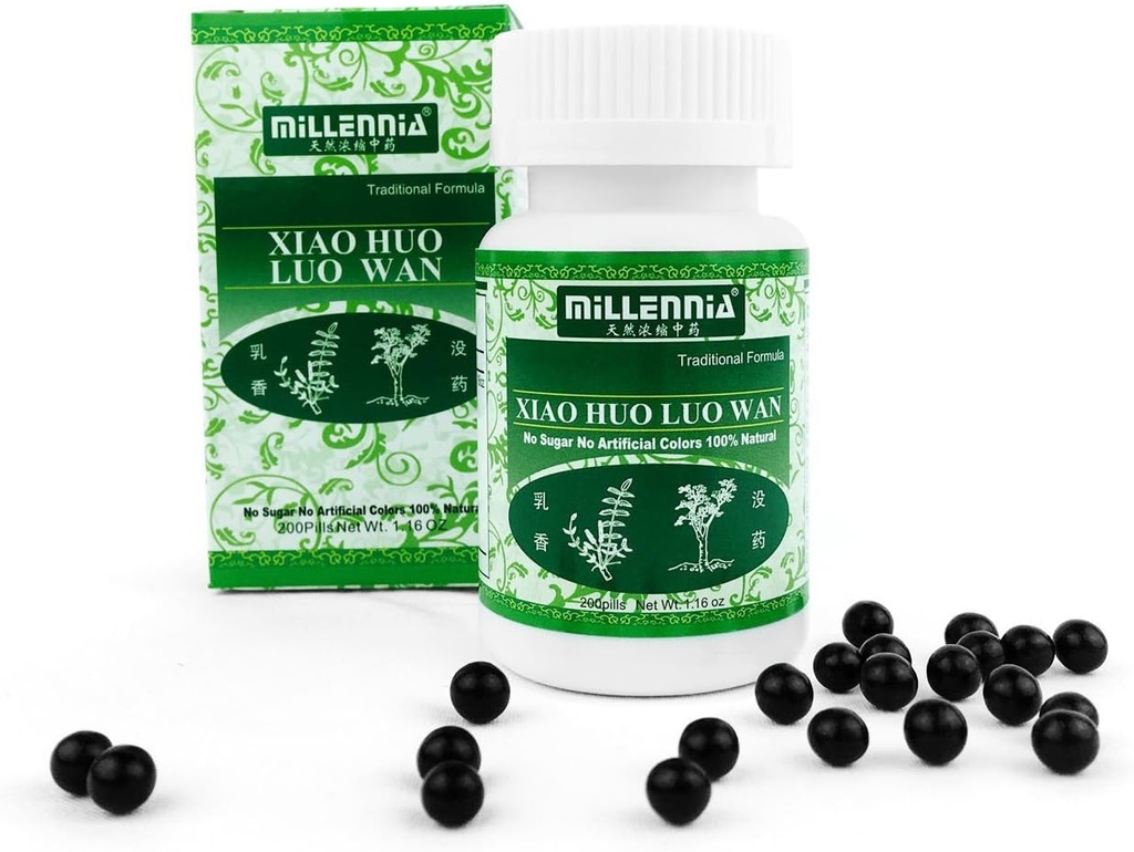 Millnia Herbal supplement piller - Xiao Huo Luo Dan - 12 flaske pakke (200 piller / flaske)
