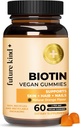 Future Kind Vegan Biotin Gummies (60ct) - Biotin Vitaminer til hår hud og negle med VIT A, C, & E - Vegan hår hud og negle Vitaminer til kvinder & mænd - Orange smag Biotin hårvækst Vitaminer