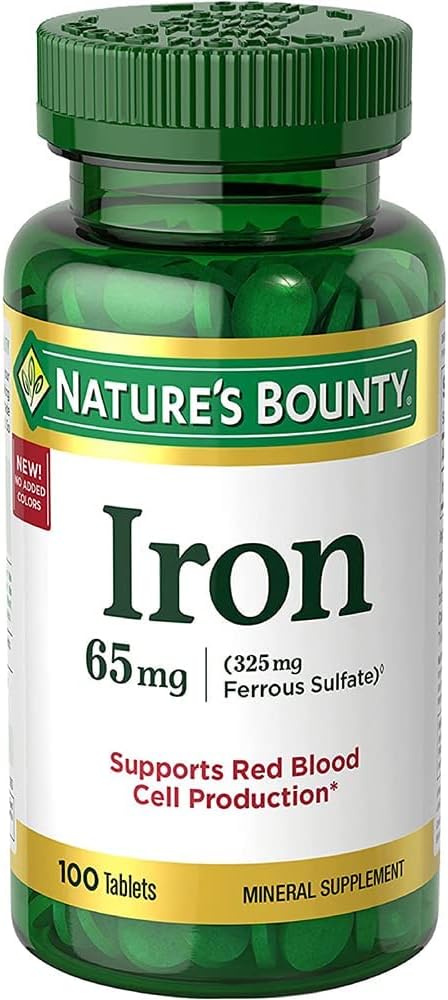 Nature 's Bounty I.Ron 65mg, 325 mg Ferrosulfate - Cellular Energy Support - 65mg - 100 tabletter,..