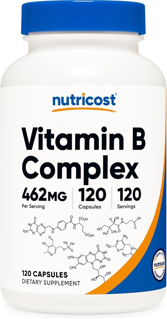 Nutricost High Potency Vitamin B Complex 462mg, 120 Capsules - with Vitamin C - Energy Complex