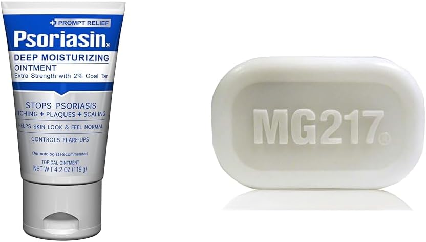 Psoriasin Moisturizing Salve & MG217 Exfoliating Soap for Psoriasis - 4,2 oz & 3,2 oz