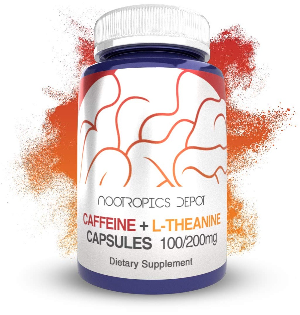Nootropics Depot Koffein og L- Theanin Kapsler er 124; 60 Piller er 124; Indeholder 100mg af Koffein og 200mg af L- Theanine er 124; Natural Supplement er 124; Energy Booster er 124; Mental Focus + Alertness er 124; Coffee Alternative