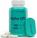 Alpha GPC Cholin Supplement 600mg - 180 Vegetariske Kapsler, Høj Renhed Nootrop for Daily Energy, 3- Måned Supply, Acetylcholine Kilde til Kognitiv & Mental Klarhed, GMP Certificeret, Made in USA
