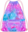 PASHOP Løbegang rygsæk til børn, Piger Mesh Beach taske til svømning, Stor størrelse Gym Løbegang Tasker Cinch taske til piger (Unicorn)