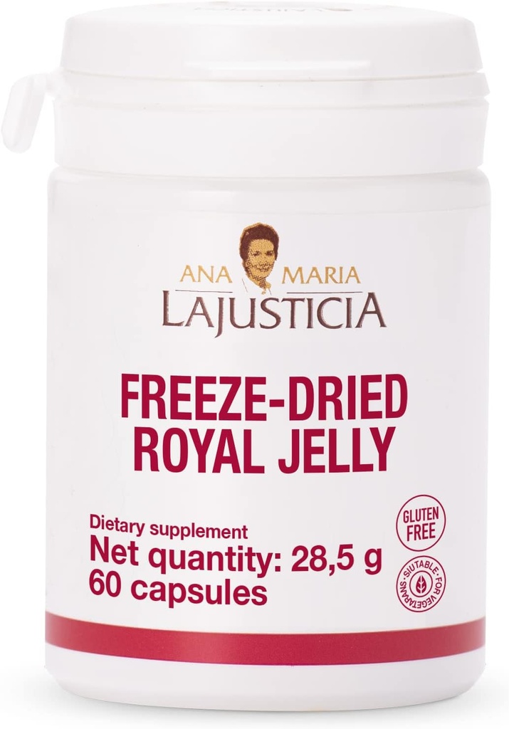 Ana Maria Lajusticia - Freeze- Tørret Royal Jelly - 60 dages behandling Pack - Rig i vitamin B, jern, fosfor og calcium - Dairy og Gluten Gratis. Vegetarisk Friendly