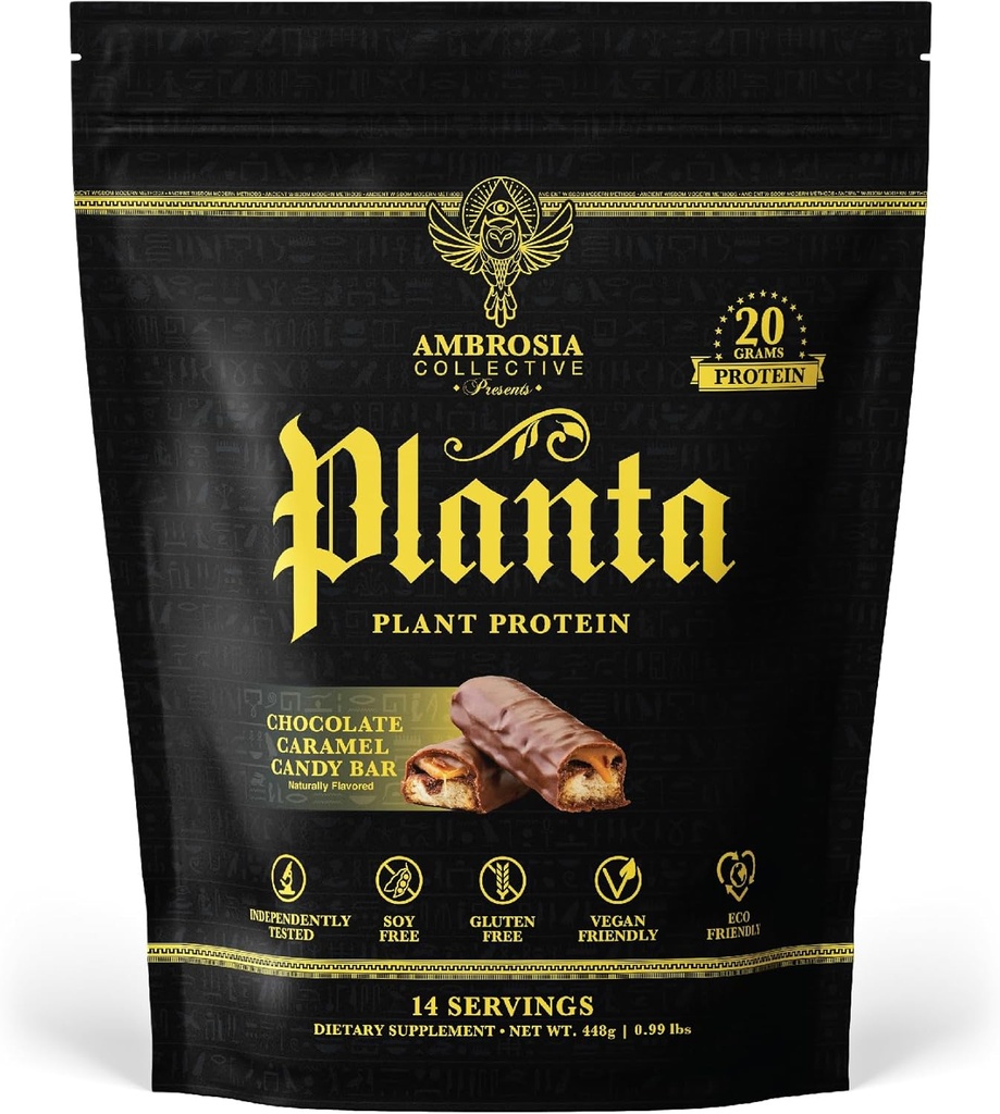 Ambrosia Planta - Premium Plant- baseret protein124; Vegan & Keto Friendly Measures 124; Gourmet flavors med ingen bloating eller Mave Upset Measures 124; Gluten & Soy Free Measures 124; No Tilføjet Sugar Measures 124; 14 Servere Measures 124; (Candy Bar)