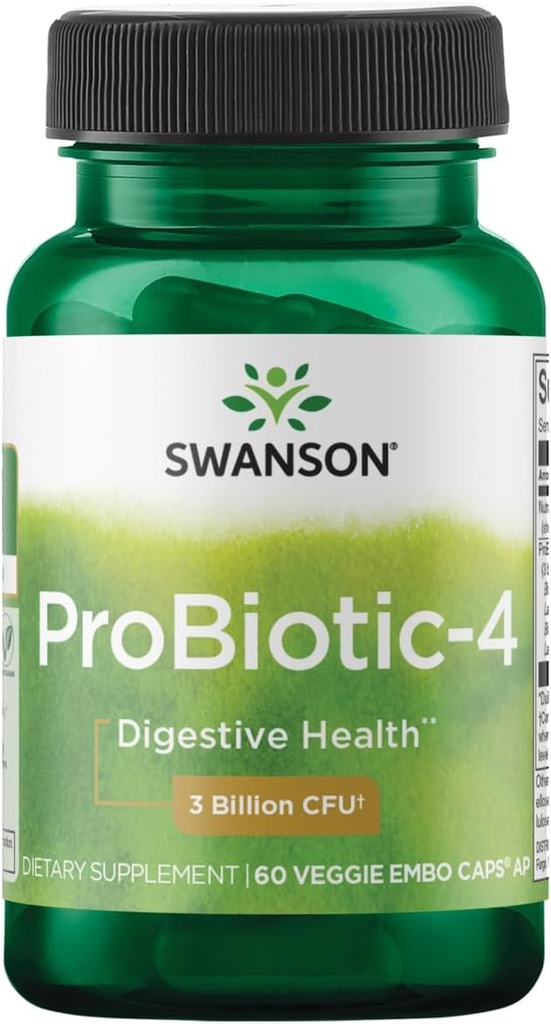 Swanson Probiotic-4 3 milliarder Cfu 60 Veg kapsler
