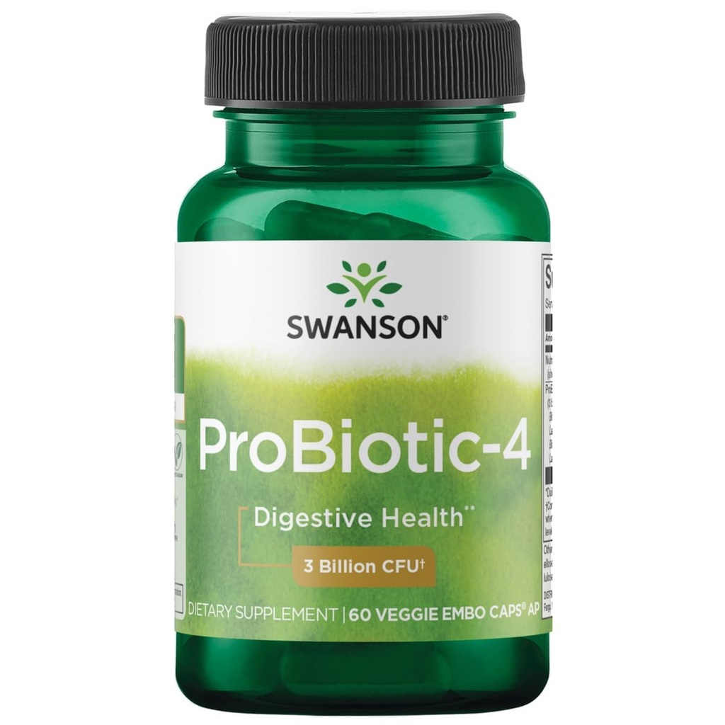 Swanson Probiotic-4 3 milliarder Cfu 60 Veg kapsler