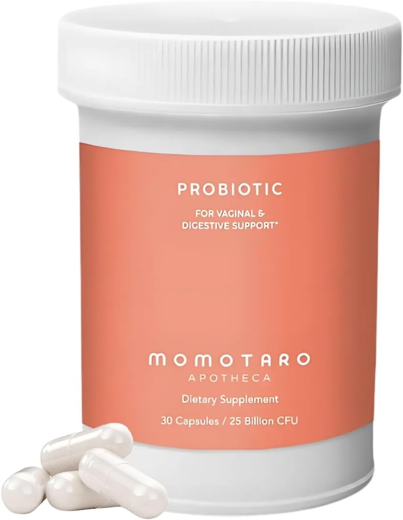 MOMOTARO APOTHECA Organic Probiotika til kvinder Vaginal & fordøjelsestillæg, 25 milliarder CFU - Prebiotika & Lactobacillus Blend Kosttilskud - feminin sund vaginal odor & Flora - 30 kapsler
