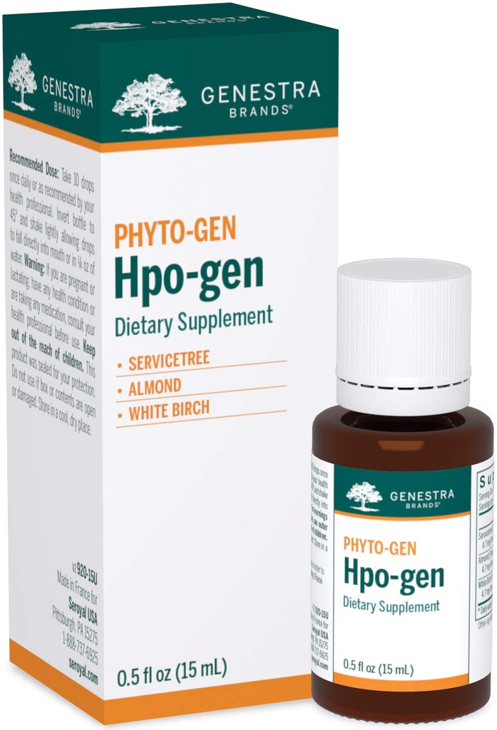 Genestra Brands Hpo- gen Mex124; Servicetree, Mandel, og White Birch Herbal Supplement Mex124; 0,5 fl. oz.