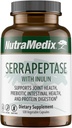 Nutramedicinsk serrapeptase supplement med proteolytiske fordøjelsesenzymer til kvinder og mænd - Inulin Prebiotic Fiber til Gut Health & Joint Support - Dairy, Soy & Gluten- Free (120 kapsler)