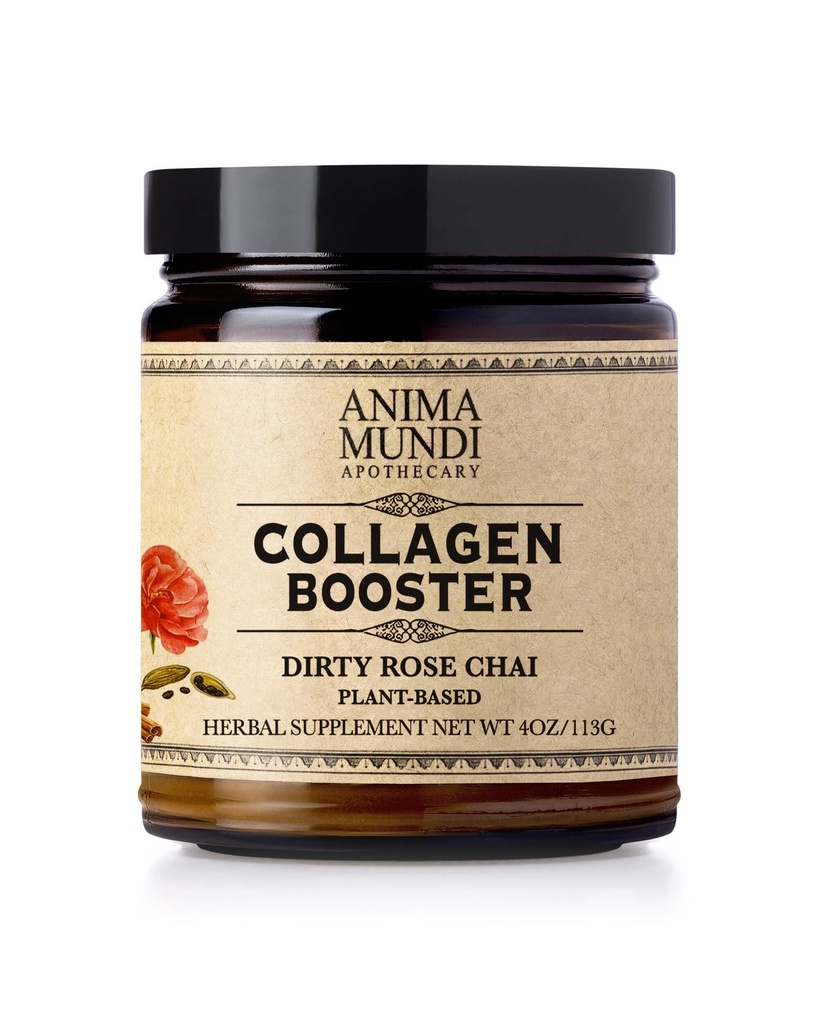 Anima Mundi Apothecary Vegan Collagen Booster Powder, Dirty Rose Chai - Skønhed supplement til hud, hår & negle - Collagen Support Powder til glødende hud - Easy Drink Mix-in (4oz)