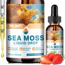 Sea Moss Liquid Drops Supplement, Irish Sea Moss med Soursop Black Elderberry Ashwagandha Burdock Root - Multivitaminer Seamoss Liquid Drops Support Antioxidant, Immun, Skin Gut Sundhed, 2 Fl Oz