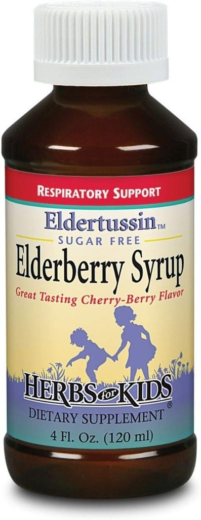 Herbs for Kids Eldertussin Elderberry Syrup, Cherry Berry (Btl-Plastic) | 4oz