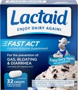 Lactaid Fast Act Lactose Intolerance Relief Caplets med Lactase Enzyme, 32 Rejsepakker på 1 - ct.