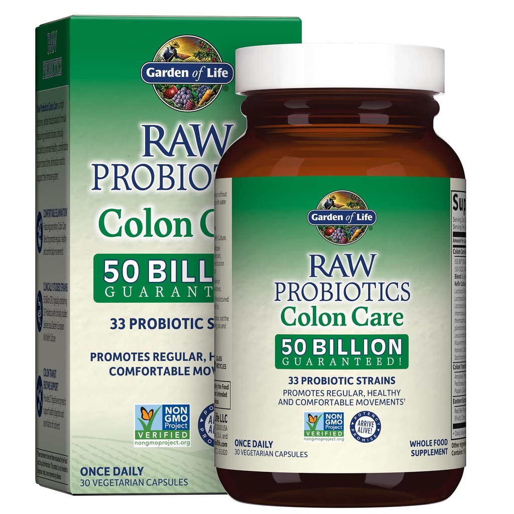 Life Probiotika for kvinder og mænd - Rå Probiotika Colon Care 50 Millioner CFU og enzymer, Rå frugter, Veggies, En gang daglig Acidophilus Probiotika for regelmæssighed og immunforsvar - 30 kapsler