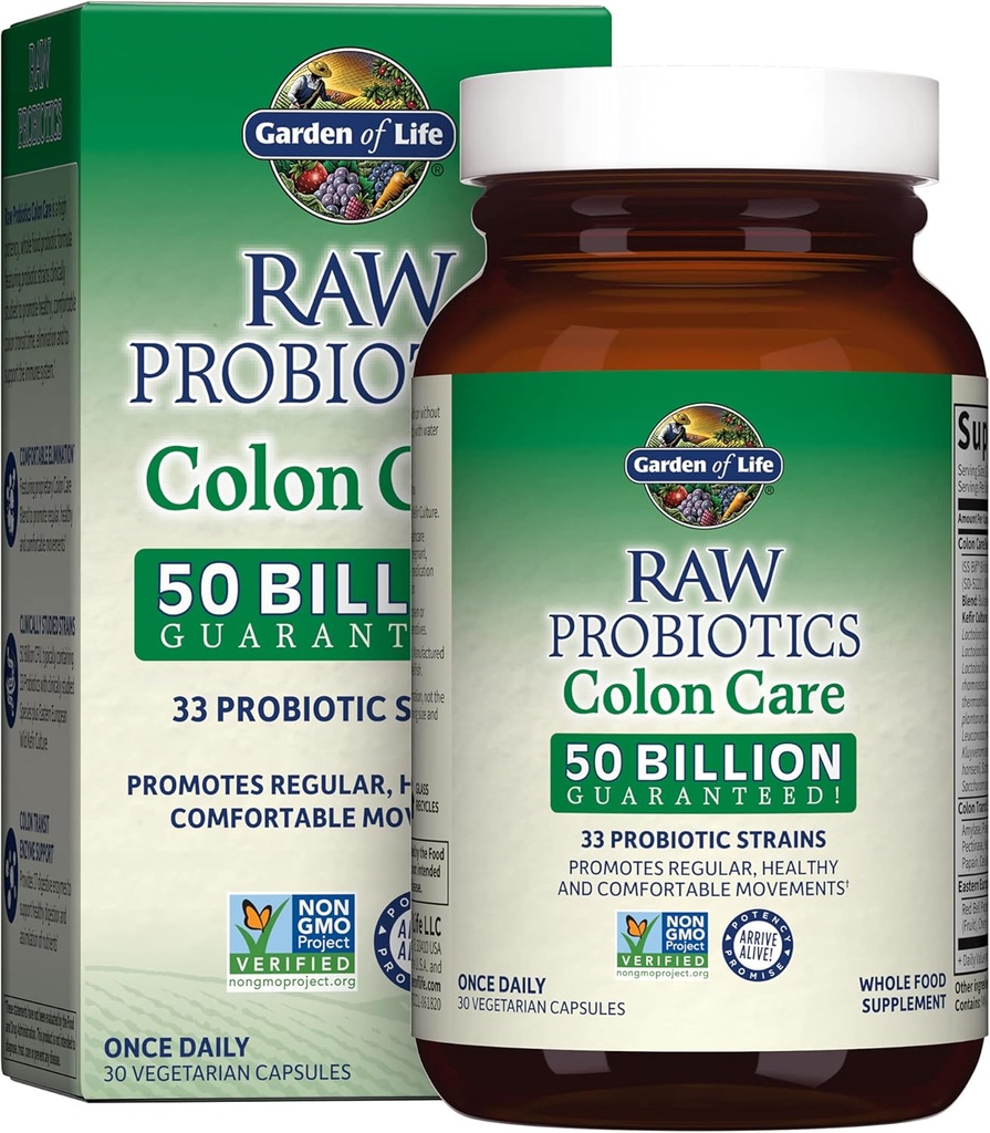 Life Probiotika for kvinder og mænd - Rå Probiotika Colon Care 50 Millioner CFU og enzymer, Rå frugter, Veggies, En gang daglig Acidophilus Probiotika for regelmæssighed og immunforsvar - 30 kapsler
