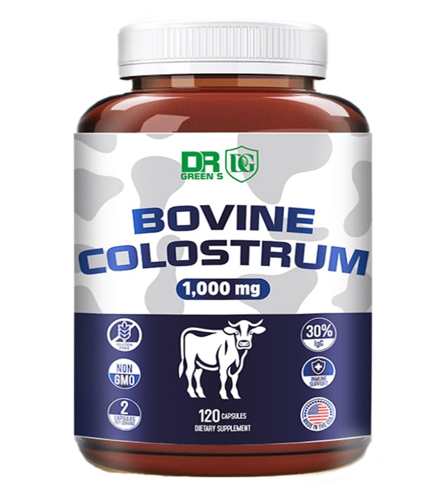 VITAMISAN Colostrum Supplement, 120 Kapsler, 1000 mg per servering, 30% IgG Immunoglobuliner, Bovin Colostrum Powder Kapsler Non- GMO, Gluten Free, USA Sourced
