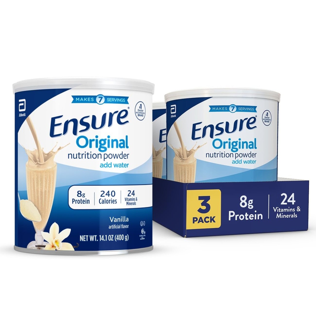 Sikre Original Vanilla Nutrition Powder 124; Vanilla Protein Powder # 124; Lille Meal Erstatning Shake Mix # 124; 8g Protein, 24 Vitamin & Min; Immunity Health # 124; 14,1 oz - 3 pakning
