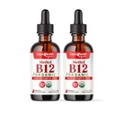 LIQUIDHealth USDA Organic Methyl Vitamin B12 Methylcobalamin flydende dråber med tærte Cherry Juice - Boost Energy, immunstøtte, Forbedre hukommelse & koncentration - USA Made, Vegan, Non- GMO (2 Pack)