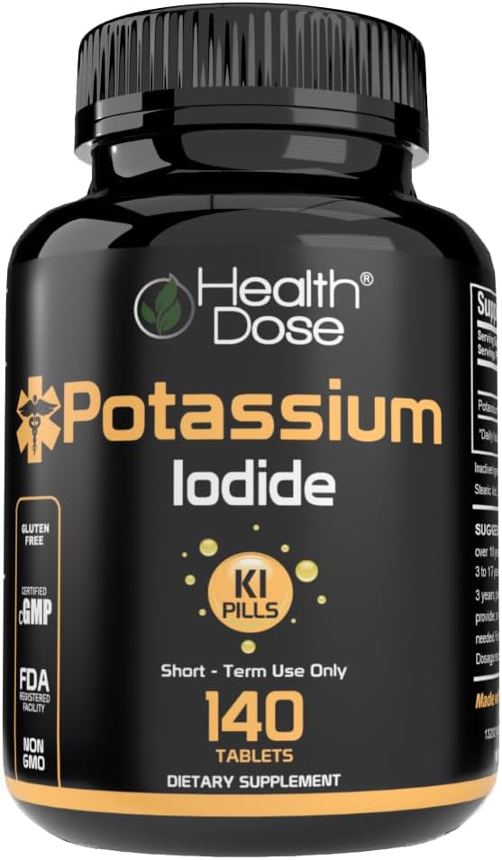 Health Dosis Kalium Iodide (KI) - 130mg, 140 tabletter - Short- Term Thyreoidea Protection, Jod Supplement & Thyreoidea Health Support. Full Month Supply.