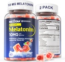 2 Pack Sugar Free Melatonin Gummies 10mg 20mg Magnesium Glycinate Melatonin for voksne, Ashwagandha, L- Theanin, B6, B12, Lemon Balm og Kamille for Deep Relaxation, Antioxidant, Vegan, 120 Dag