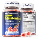 2 Pack Sugar Free Melatonin Gummies 10mg 20mg Magnesium Glycinate Melatonin for voksne, Ashwagandha, L- Theanin, B6, B12, Lemon Balm og Kamille for Deep Relaxation, Antioxidant, Vegan, 120 Dag