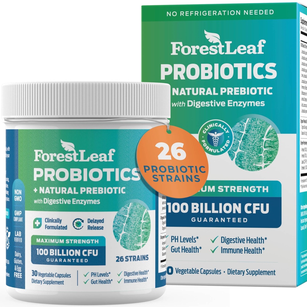 Probiotika til mænd og kvinder, 100 Millioner CFU, 26 Unique Stains, Mænd og kvinders Probiotiske og Prebiotika støtte fordøjelsessygdomme, Gut Wellness, Energy, Mood, Immun, PH Balance (30 Caps)